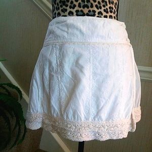 Free People Size 6 Wrap Mini Skirt Ivory Eyelet Cottagecore romantic Y2k